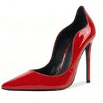 Rugan Dantel Burun Stiletto Slip-On Kadın Ayakkabısı, Süper Yüksek Topuklu El Yapımı Parti Pompaları Kadınlar için Büyük Beden Zhh1049s, Kırmızı, 38 EU