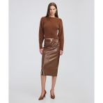 Rugan Görünümlü Midi Etek IW6250004144041 - Kahverengi