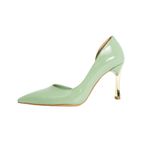 Rugan Kadın Topuklu Stiletto Ayakkabı 9 Cm Altın Kaplama Topuk Vegan Deri Günlük ve Özel Gün Şık Rahat Tasarım (Açık Yeşil, EU Ayakkabı Beden Sistemi, Yetişkin, Kadın, Sayısal, Orta, 37)