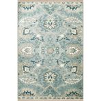 rugs modern Açık Mavi Temalı Motifli Etnik Çiçek Desenli Saçaklı Vintage Dekoratif Halı 3181, 150 x 150