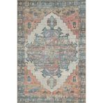 rugs modern Açık Mavi Ve Turuncu Temalı Geleneksel Motif Desenli Vintage Dekoratif Halı 5006, 100 x 100