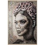 rugs modern Açık Ton Bej Temalı Motifli Soyut Kadın Portre Desenli Kreatif Modern Dekoratif Halı 2502, 100 x 150