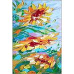 rugs modern Ayçiçeği Renkli Desenli Dokuma Taban Yıkanabilir Halı Miravip8708, 120 x 120