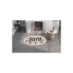 rugs modern Bath Ekru Oval Siyah Yazılı Dokuma Banyo Paspası 90×57, 90 x 57