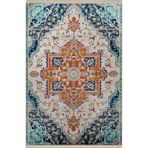 rugs modern Bej Mavi Temalı Geleneksel Motif Etnik Desenli Kreatif Vintage Dekoratif Halı 2804, 100 x 250