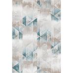 rugs modern Bej Mavi Temalı Geometrik Şekil Soyut Geçiş Desenli Modern Dekoratif Halı 1686, 100 x 300