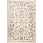rugs modern Bej Pembe Temalı Motifli Etnik Çiçek Desenli Saçaklı Vintage Dekoratif Halı 3278, 100 x 100