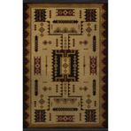 rugs modern Bej Siyah Temalı Geleneksel Motif Etnik Desenli Saçaklı Vintage Dekoratif Halı 3070, 100 x 200