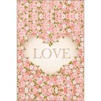 rugs modern Bej Tema Pembe Çiçek Demeti Ve Love Yazı Desenli Modern Dekoratif Halı 4998, 150 x 150