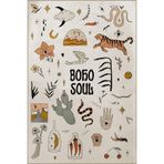 rugs modern Bej Temalı Sürrealist Şekilli Etnik Çiçek Leopar Desenli Modern Dekoratif Halı 2081, 80 x 240