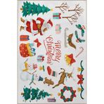 rugs modern Bej Yılbaşı Temalı Merry Christmas Yazılı Süs Noel Baba Geyik Desen Modern Dekoratif Halı 2246, 80 x 200