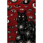 rugs modern Bordo Siyah Temalı Sürrealist Etnik Göz ve Kedi Desenli Kreatif Modern Dekoratif Halı 2362, 100 x 250