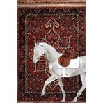 rugs modern Bordo Temalı At Desenli Geleneksel Motifli Vintage Dekoratif Halı 1672, 120 x 200