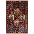 rugs modern Bordo Temalı Çok Renkli Kare Bölme Geleneksel Çiçek Motif Desenli Vintage Dekoratif Halı 1947, 120 x 180