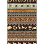 rugs modern Çok Renkli Etnik Motif Ve Antilop Hayvan Figür Desenli Vintage Dekoratif Halı 4831, 100 x 100