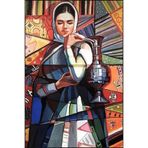 rugs modern Çok Renkli Motifli Etnik Kadın Figürü Desenli Vintage Dekoratif Halı 3841, 120 x 120