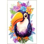 rugs modern Çok Renkli Soyut Tukan Kuşu Desenli Kreatif Modern Dekoratif Halı 3634, 150 x 300