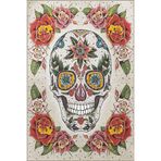 rugs modern Çok Renkli Sürrealist Çiçek ve Kuru Kafa Desenli Modern Dekoratif Halı 3436, 100 x 200