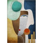 rugs modern Çok Renkli Sürrealist Temalı Etnik Portre Desenli Kreatif Modern Dekoratif Halı 2270, 150 x 300