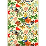 rugs modern Çok Renkli Tukan Kuşu Maymun ve Ağaç Meyve Desenli Modern Dekoratif Halı 3538, 100 x 300