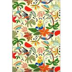 rugs modern Çok Renkli Tukan Kuşu Maymun ve Ağaç Meyve Desenli Modern Dekoratif Halı 3538, 80 x 150