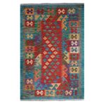 rugs modern Desenli Yeşil Pamuklu Çok Renkli Otantik Ve Etnik Kilim 507, 75 x 150