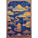 rugs modern Dido 2 Koleksiyonu Mavi Temalı Bulut Desenli Etnik Vintage Dekoratif Halı 14, 100 x 200
