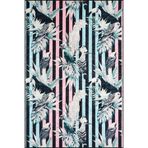 rugs modern Dikey Renkli Çizgili Geometrik Kuşlu Desenli Dokuma Taban Halı ve Yıkanabilir Halı miravip10388, 100 x 300