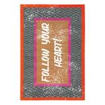 rugs modern Fiorella Turuncu Fuşya Follow your heart yazı Temalı Dokuma Taban Dekoratif Halı 7013, 100 x 300