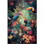rugs modern Goblen Tasarım Çok Renkli Ağaç ve Tukan Kuşu Desenli Vintage Dekoratif Halı 3608, 75 x 150