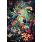 rugs modern Goblen Tasarım Çok Renkli Ağaç ve Tukan Kuşu Desenli Vintage Dekoratif Halı 3608, 75 x 200