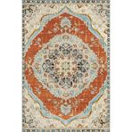 rugs modern Gök Mavisi Turuncu Temalı Geleneksel Motif Çiçek Desenli Vintage Dekoratif Halı 3931, 100 x 300