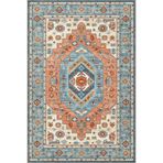 rugs modern Gök Mavisi ve Turuncu Temalı Geleneksel Motif Desenli Vintage Dekoratif Halı 4895, 140 x 200