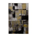 rugs modern Gri Sarı Temalı Geometrik Duvar Grafiti Desenli Modern Dekoratif Halı 5304, 120 x 180