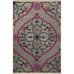 rugs modern Gri Temalı Çok Renkli Motifli Etnik Çiçek Desenli Saçaklı Vintage Dekoratif Halı 3039, 80 x 300