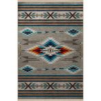 rugs modern Gri Temalı Geleneksel Motif Etnik Desenli Saçaklı Vintage Dekoratif Halı 3069, 120 x 180