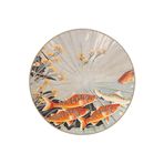 rugs modern Gri Temalı Turuncu Balık Ve Çiçek Desenli Modern Dekoratif Halı 5119, 120 x 120