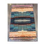 Rugs Modern Halı Cotton 550 Turkuaz Turuncu Desenli Çift Taraflı Çok Renkli Kilim