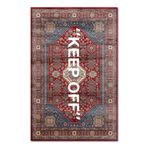 Rugs Modern Halı Mira 1134 Kırmızı Vintage Iran Halısı Temalı Keep Off Yazılı Dokuma Taban Halı