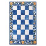 Rugs Modern Halı Nora Mavi Turuncu Dama Desenli Dokuma Taban Halı Nora42