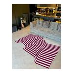 Rugs Modern Halı Rio Koleksiyonu Bordo Beyaz Dalgalı Desen Asimetrik Detay Dokuma Taban Modern Dekoratif Halı rio08-B