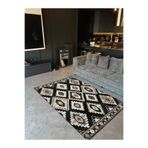 rugs modern İkat Siyah Bej Etnik Tema Dokuma Taban Dijital Baskılı Halı Mira 1406, 120 x 180