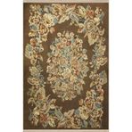 rugs modern Kahverengi Temalı Karma Çiçek Gül Desenli Saçaklı Vintage Dekoratif Halı 3174, 120 x 200