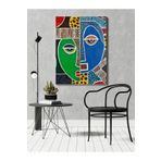 rugs modern Kanvas Tablo Çok Renkli Soyut Etnik Yüz Portre Desen, 60 x 90