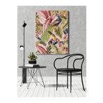 rugs modern Kanvas Tablo Çok Renkli Yapraklar ve Tukan Kuşu Desen, 50 x 70