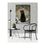 rugs modern Kanvas Tablo Goblen Tasarım Kedi ve Sarmaşık Desen, 70 x 100