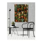 rugs modern Kanvas Tablo Kahverengi Yeşil Tema Saksı Bitkileri Desen, 50 x 70