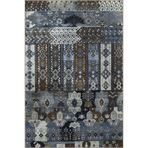 rugs modern Kapalı Mavi Tonlarında Geometrik ve Çiçek Desenli Dekoratif Halı 4074, 100 x 300