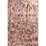 rugs modern Kareli Karışık Turuncu Tonlarında Pastel Desenli Dekoratif Halı 4075, 75 x 200