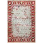 rugs modern Kırmızı Bej Temalı Kenar Motifli Soyut Etnik Desenli Vintage Dekoratif Halı 2473, 100 x 300